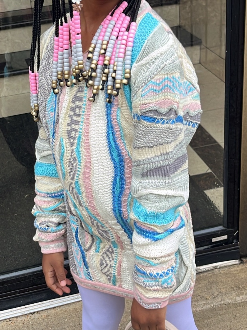 COOGI Kids Multicolor Knit Sweater with Pink & Blue Accents